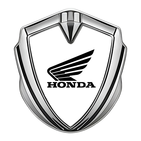 Honda Trunk Emblem Badge Silver White Foundation Black Logo