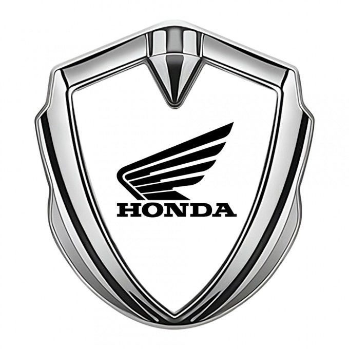 Honda Trunk Emblem Badge Silver White Foundation Black Logo