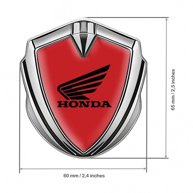 Honda Bodyside Domed Emblem Silver Crimson Base Black Winged Design