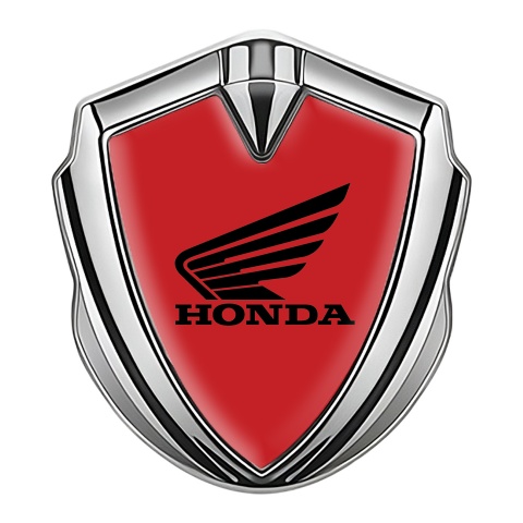 Honda Bodyside Domed Emblem Silver Crimson Base Black Winged Design