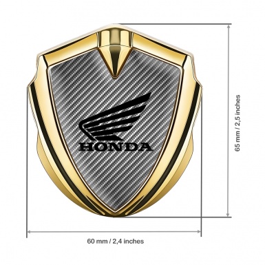 Honda Metal Emblem Self Adhesive Gold Light Carbon Winged Edition