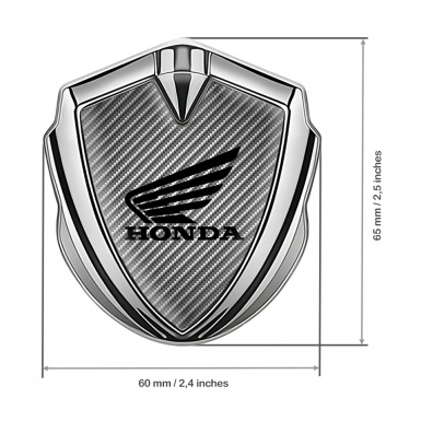 Honda Metal Emblem Self Adhesive Silver Light Carbon Winged Edition