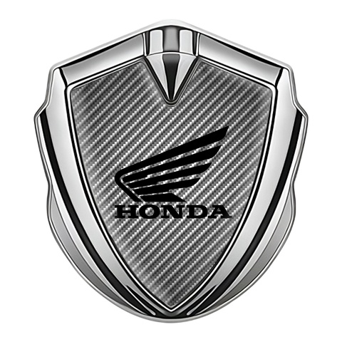Honda Metal Emblem Self Adhesive Silver Light Carbon Winged Edition