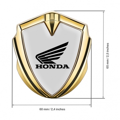 Honda Emblem Badge Self Adhesive Gold Moon Grey Winged Design