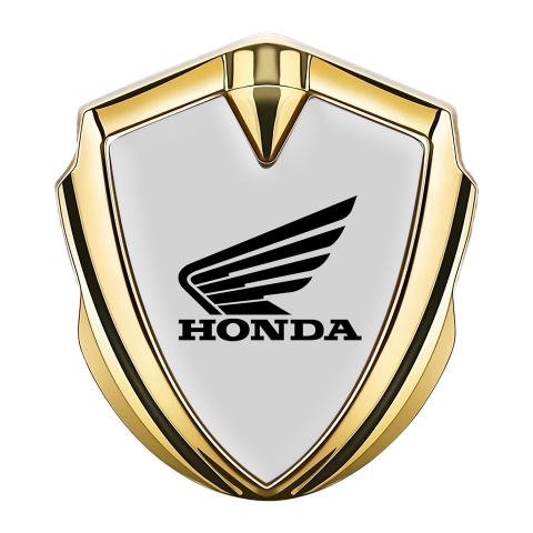 Honda Emblem Badge Self Adhesive Gold Moon Grey Winged Design