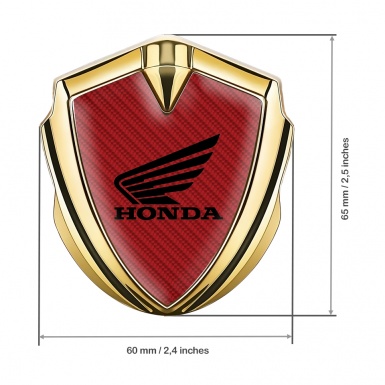 Honda Fender Emblem Badge Gold Red Carbon Black Classic Logo