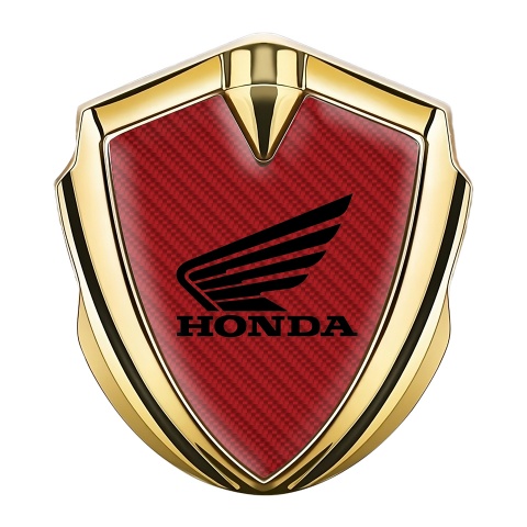 Honda Fender Emblem Badge Gold Red Carbon Black Classic Logo