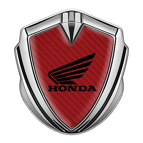 Honda Fender Emblem Badge Silver Red Carbon Black Classic Logo