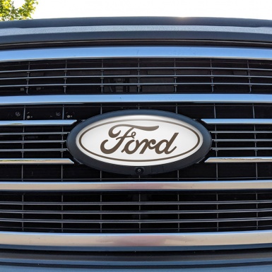 Ford Emblem Silicone Sticker Classic White Brown, Domed Emblems, Stickers