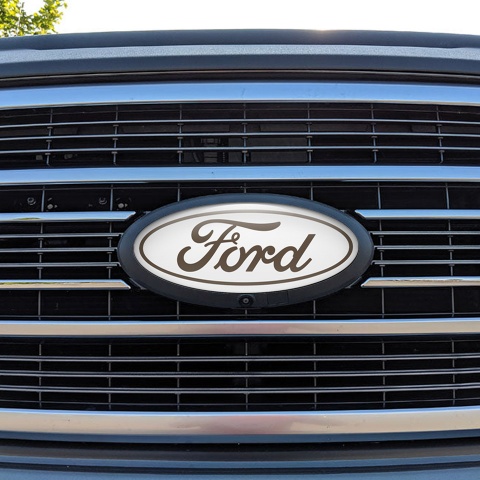 Ford Emblem Silicone Sticker Classic White Brown