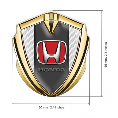 Honda Emblem Trunk Badge Gold White Carbon Center Panel Red Logo