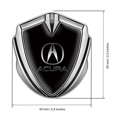 Acura Bodyside Emblem Badge Silver Black Theme Metallic Logo