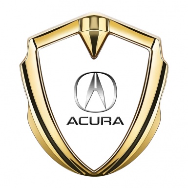 Acura Trunk Emblem Badge Gold White Theme Brushed Design