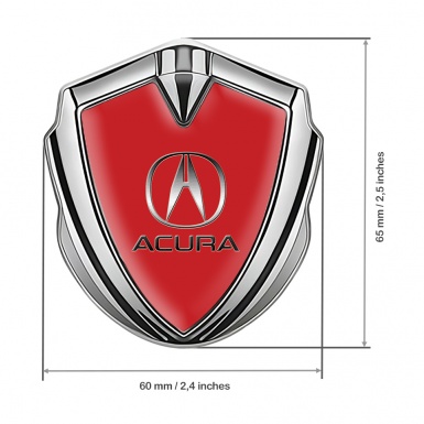 Acura Bodyside Domed Emblem Silver Red Base Metallic Design
