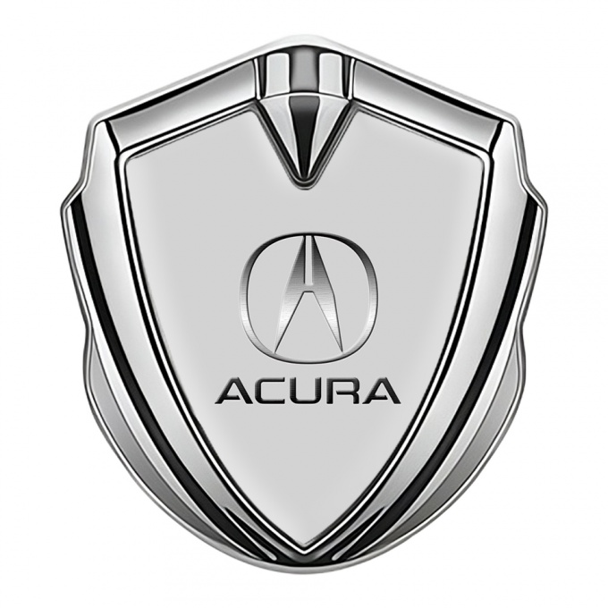 Acura Metal Emblem Self Adhesive Silver Moon Grey Metallic Logo