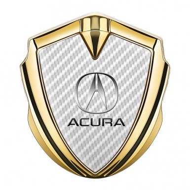 Acura 3D Car Metal Domed Emblem Gold White Carbon Classic Logo