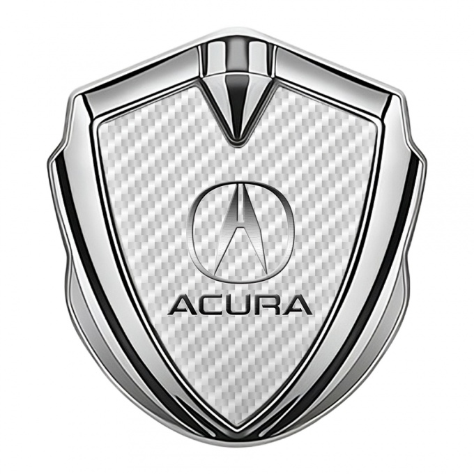 Acura 3D Car Metal Domed Emblem Silver White Carbon Classic Logo