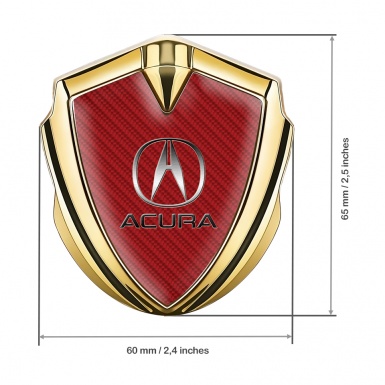 Acura Bodyside Emblem Self Adhesive Gold Red Carbon Classic Logo
