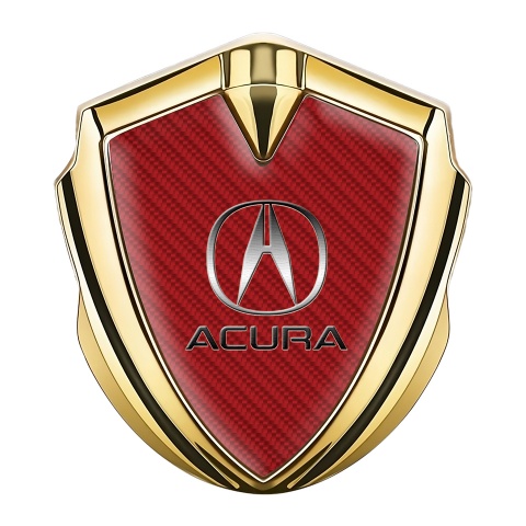 Acura Bodyside Emblem Self Adhesive Gold Red Carbon Classic Logo