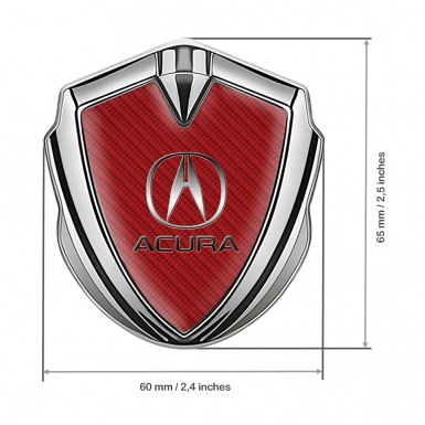 Acura Bodyside Emblem Self Adhesive Silver Red Carbon Classic Logo