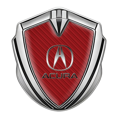 Acura Bodyside Emblem Self Adhesive Silver Red Carbon Classic Logo