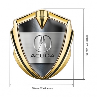 Acura Emblem Fender Badge Gold Bluish Alloy Metallic Motif