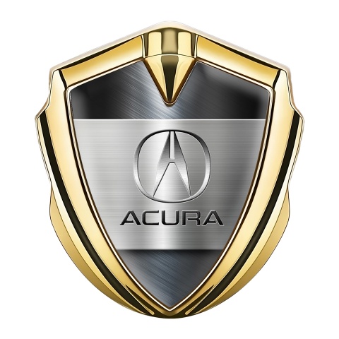 Acura Emblem Fender Badge Gold Bluish Alloy Metallic Motif