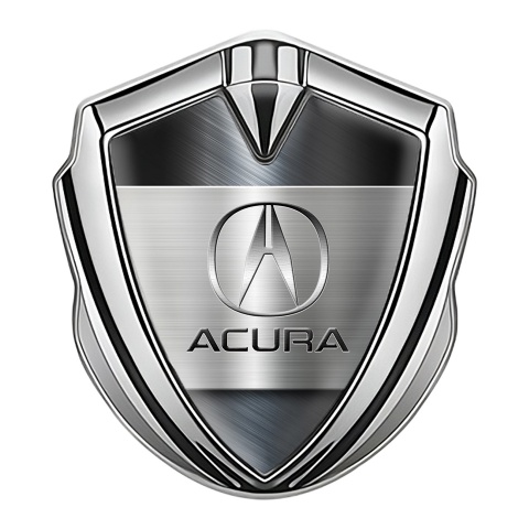 Acura Emblem Fender Badge Silver Bluish Alloy Metallic Motif