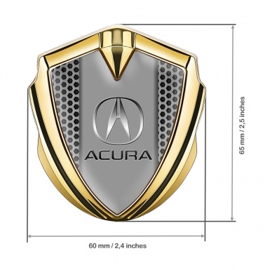 Acura Fender Emblem Badge Gold Grey Honeycomb Classic Logo