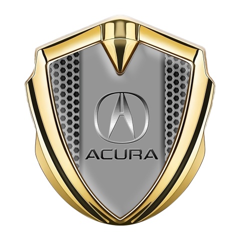 Acura Fender Emblem Badge Gold Grey Honeycomb Classic Logo