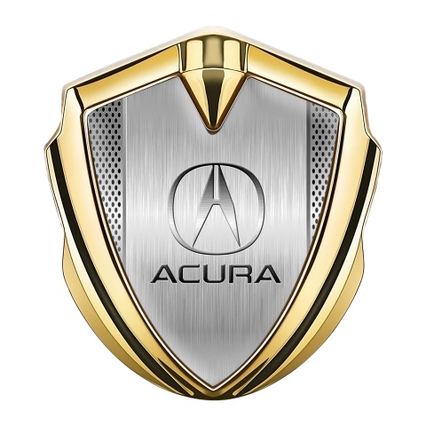 Acura Bodyside Emblem Badge Gold Aluminum Mesh Metallic Motif