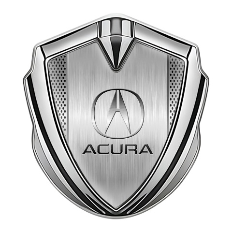 Acura Bodyside Emblem Badge Silver Aluminum Mesh Metallic Motif