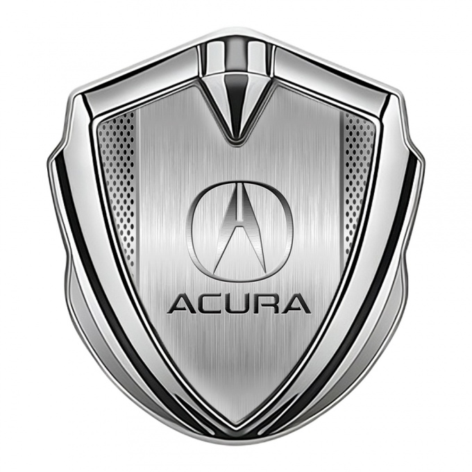 Acura Bodyside Emblem Badge Silver Aluminum Mesh Metallic Motif