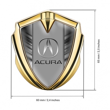 Acura Bodyside Domed Emblem Graphite Greyscale Stripes Classic Logo
