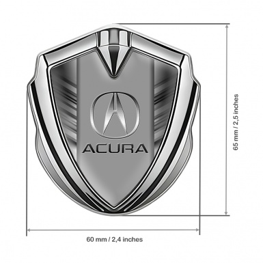 Acura Bodyside Domed Emblem Silver Greyscale Stripes Classic Logo