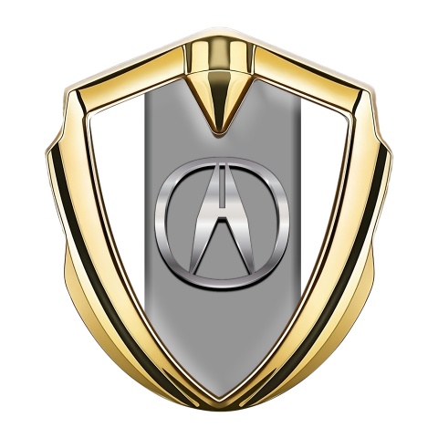 Acura 3D Car Metal Domed Emblem Gold White Pearl Chrome Logo Motif