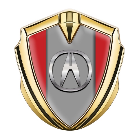 Acura Bodyside Emblem Self Adhesive Gold Red Base Chrome Logo Effect