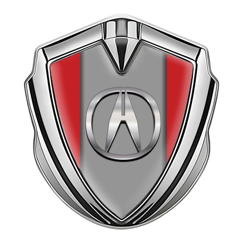 Acura Bodyside Emblem Self Adhesive Silver Red Base Chrome Logo Effect