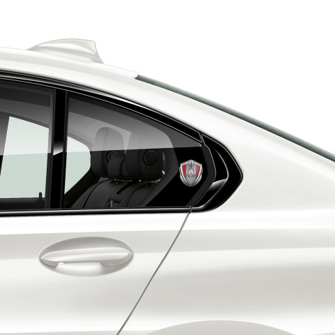 Acura Bodyside Emblem Self Adhesive Silver Red Base Chrome Logo Effect