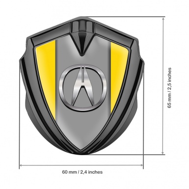 Acura Emblem Badge Self Adhesive Graphite Yellow Theme Metallic Logo