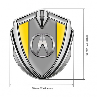 Acura Emblem Badge Self Adhesive Silver Yellow Theme Metallic Logo