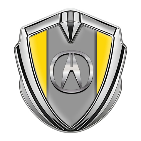Acura Emblem Badge Self Adhesive Silver Yellow Theme Metallic Logo
