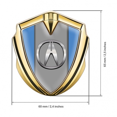 Acura Fender Emblem Badge Gold Glacial Blue Polished Edition