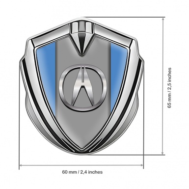 Acura Fender Emblem Badge Silver Glacial Blue Polished Edition