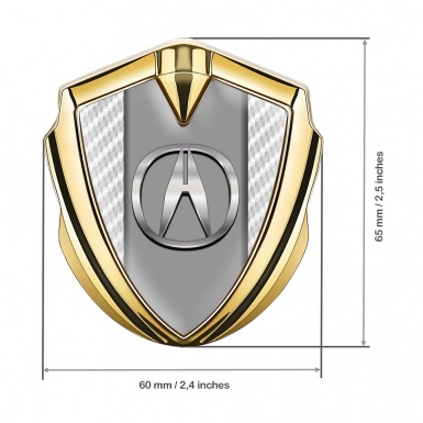 Acura Bodyside Emblem Badge Gold White Carbon Base Grey Hub Motif