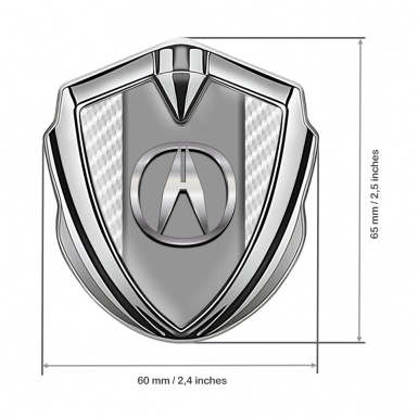 Acura Bodyside Emblem Badge Silver White Carbon Base Grey Hub Motif