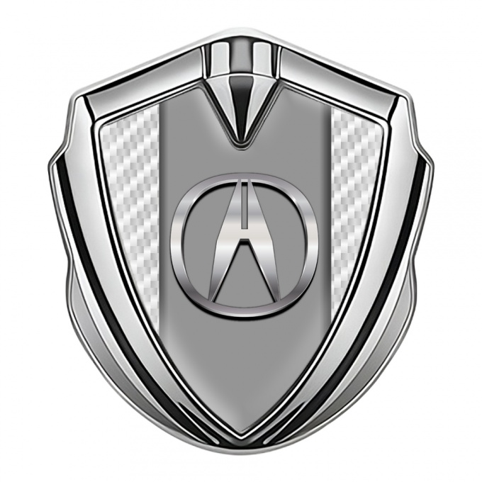 Acura Bodyside Emblem Badge Silver White Carbon Base Grey Hub Motif