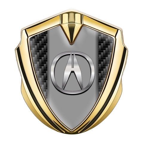 Acura Bodyside Domed Emblem Gold Black Carbon Motif Chrome Effect