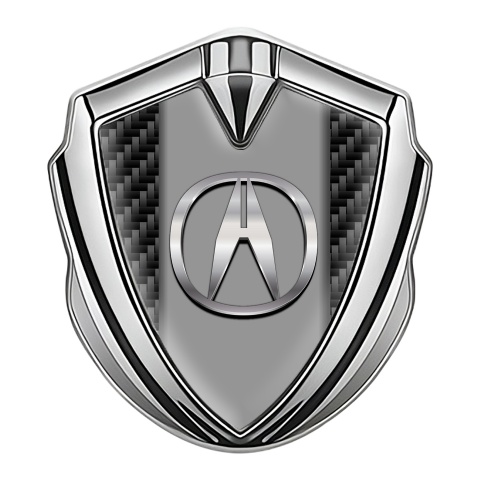 Acura Bodyside Domed Emblem Silver Black Carbon Motif Chrome Effect