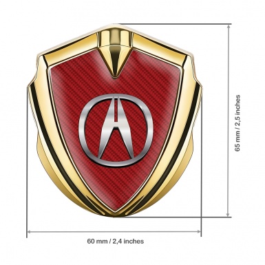 Acura Metal Emblem Self Adhesive Gold Red Carbon Polished Design